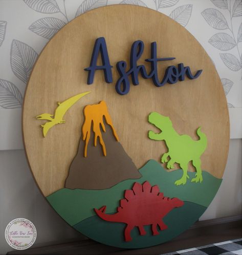 Baby Dinosaur Nursery, Nursery Bedroom Ideas, Dino Room, Dinosaur Decor Bedroom, Dinosaur Room Decor, Dinosaur Bedroom, Custom Name Sign, Nursery Name Sign, Dinosaur Nursery