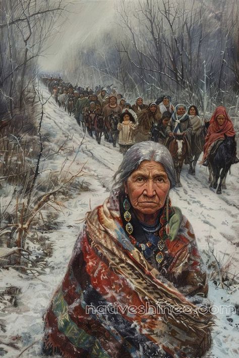 Native American Pictures, Trail Of Tears, Native American Heritage, Native American History, Native American Culture, American Heritage, Woven Blanket, Native American Art, Winter Landscape