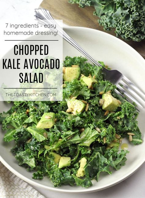 Kale Avocado Salad, Roasted Sunflower Seeds, Homemade Vinaigrette, Chopped Kale, Massaged Kale, Simple Pantry, Avocado Salad Recipes, Pantry Ingredients, Cold Lunches