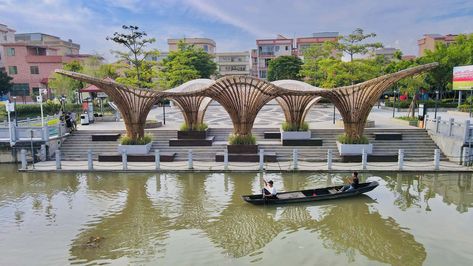 Bamboo Pavilion, China University, Waterfront Architecture, Terminal Bus, Pavilion Architecture, Bamboo Architecture, Parametric Architecture, School Of Architecture, Architecture Concept Drawings