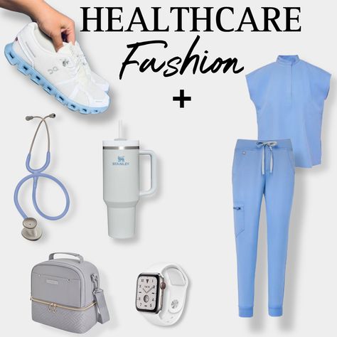 Nursing Scrubs Outfits Fashion, Trendy Nurse Scrubs, Blue Nurse Aesthetic, Figs Scrubs Outfit Women, Scrubs Aesthetic Medical, Navy Scrubs Outfit, Medical Assistant Outfit, Jogger Scrubs Outfit, Nurse Outfit Scrubs Aesthetic