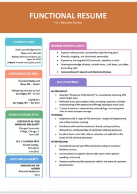 Resume Examples That'll Get You Hired in 2020 | Resume Genius Career Change Resume, Functional Resume Template, Professional Resume Examples, Resume Advice, Chronological Resume, Best Resume Format, Functional Resume, Resume Help, Resume Writing Tips