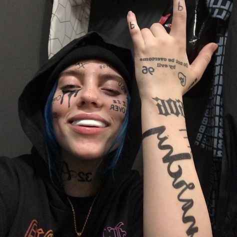 A round up of the best celeb Halloween costumes. Rapper Costume, Billie Eilish, Blue Hair, Tattoos, Halloween, Hair, Blue, Instagram