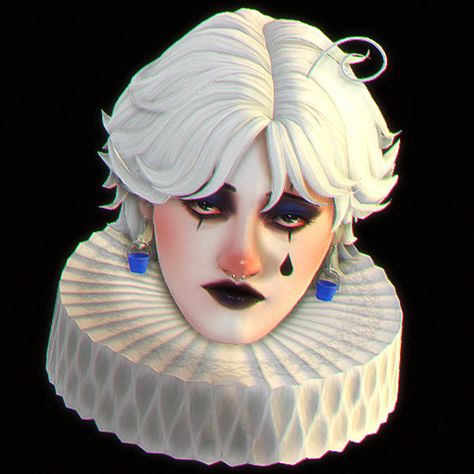 Pierisim Cc, Sims 4 White Face Paint, Sims 4 Jester Cc, Ts4 Clown Cc, Weird Sims 4 Cc, Clown Cc Sims 4, Sims 4 Clown Makeup, Sims 4 Clown Cc, Black And White Clown