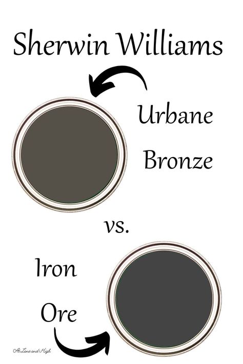 Are you on the fence trying to decide between Sherwin Williams Urbane Bronze vs Iron Ore? Never fear, I have a full comparison of both colors to help you decide which is best for your home. Sherwin Williams Misty, Sherwin Williams Urbane Bronze, China Hutch Makeover, Urbane Bronze, Bronze Tiles, Light Colored Furniture, Black Paint Color, Greige Paint Colors, Blue Gray Paint