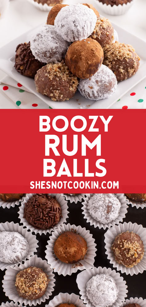 Rum balls on a white plate. Boozy Balls Recipe, Boozy Balls Holidays, No Bake Rum Balls Recipe, Best Rum Balls Recipe, Rum Balls Recipe Christmas, Rum Balls Boozy, Liquor Balls, Baileys Balls Recipe, Rum Balls No Bake