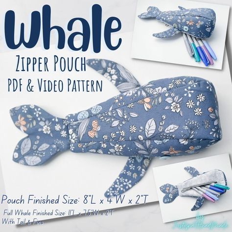 Pencil Case Pattern, Pattern Template, Pinking Shears, Sewing Purses, The Whale, Pouch Pattern, Printable Patterns, Zip Pouch, Cute Crafts