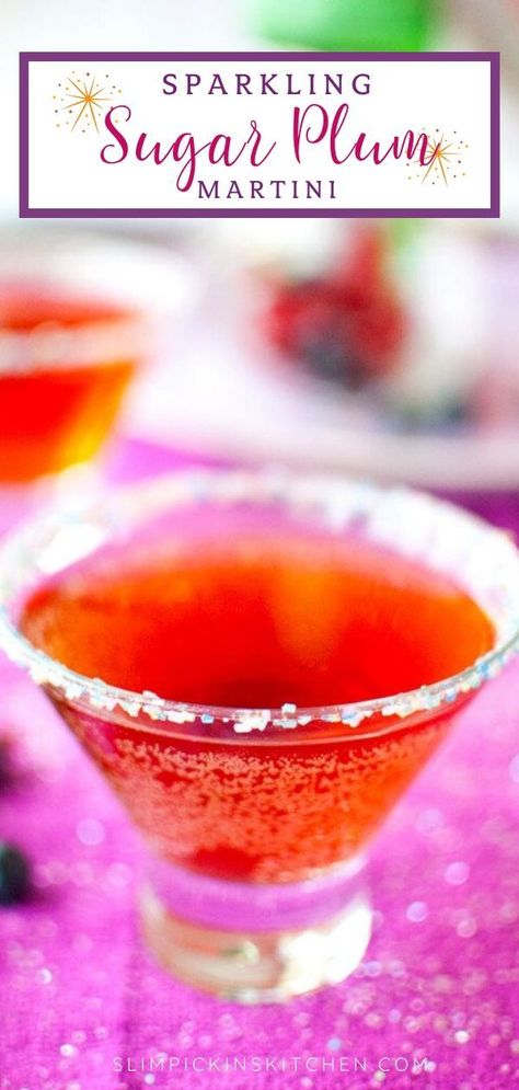 A delicious and refreshing sugar plum martini made with Celestial Seasonings Sugar Plum Spice Tea! #sugarplum #christmascocktails #holidaydrinks #maritinis #martinirecipes #happyhour #vodka #christmasbrunch Sugar Plum Tea Recipe, Sugar Plum Martini, Sugar Plum Cocktail, Plum Vodka, Plum Drink, Bubbly Drinks, Vodka Recipes Drinks, Mimosa Recipe, Celestial Seasonings