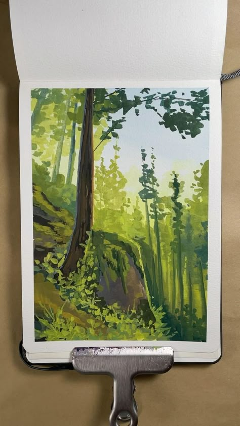 Gauche Tutorial, Marker Landscape Art, Gouache Architecture, Gouache Illustrations Landscape, Gouache Art Landscape, Gouache Ideas, Gouache Sketchbook, Gouache Landscape, Gouache Tutorial