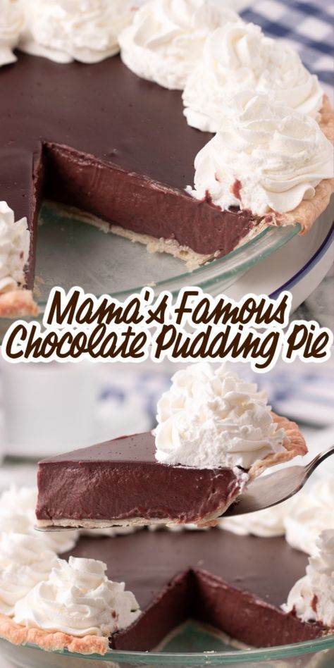 The EASY semi-homemade chocolate pie recipe my mama gets asked to make more than any other made with cook-and-serve chocolate pudding and chocolate chips. Chocolate Pudding Pie Recipe Easy, Creamy Desert, Choc Pie, Chocolate Pudding Pie Recipe, Dip Appetizers, Pudding Pie Recipes, Chocolate Pudding Pie, Easy Chocolate Pudding, Working Lady