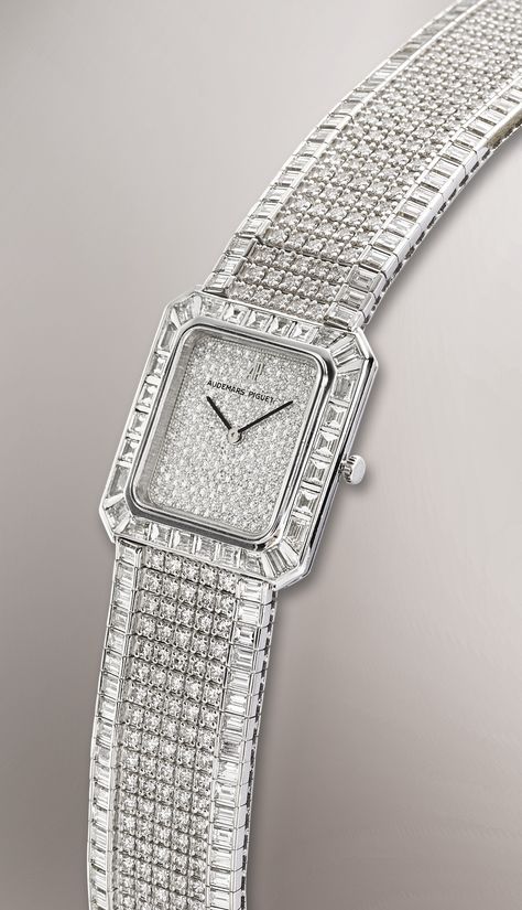 Audemars Piguet AN IMPRESSIVE WHITE GOLD AND DIAMOND-SET RECTANGULAR BRACELET WATCH CASE C71638 CIRCA 1989 Luxury Elegant Diamond Watch With Rectangular Dial, Luxury Formal Rectangular Diamond Watch, Piguet Watch Women, Audemars Piguet Women, Luxury Diamond Watch With Polished Finish And Rectangular Shape, Audemars Piguet Diamond Watch, Piguet Watch, Women’s Audemars Piguet, Rectangle Watch