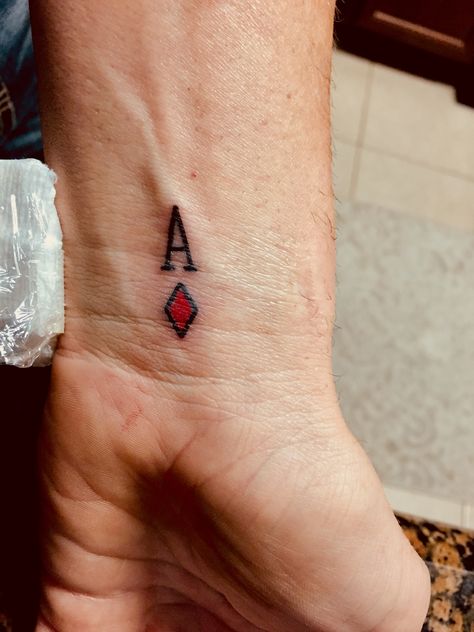 Ace of Diamonds Tattoo Ace Of Diamond Tattoo, Diamond Card Tattoo, Ace Of Diamonds Tattoo, Diamond Tattoo Meaning, Vegas Tattoo, Diamond Tattoos, Tiny Cactus, Gambling Cake, Ace Of Diamonds