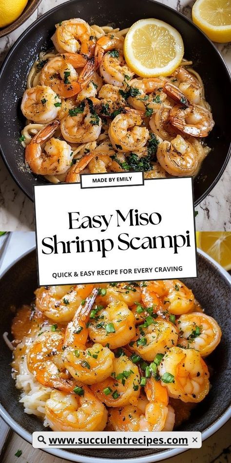 This Quick & Easy Miso Shrimp Scampi delivers bold flavors with minimal effort. Perfect for busy weeknights or casual dinner parties! Miso Shrimp, Classic Shrimp Scampi, Buttery Garlic Sauce, Miso Recipe, Spicy Shrimp Tacos, Creamy Shrimp Pasta, Spicy Shrimp, Shrimp Scampi, Stir Fries