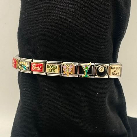 Nomination Bracelet Aesthetic, Nomination Bracelet, Italian Bracelet, Italian Charms, Mood Jewelry, Dream Bracelet, Jewelry Fashion Trends, Jewelry Lookbook, Jewelry Outfit