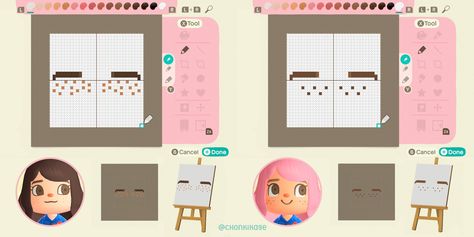 Animal Crossing Qr Codes, Acnh Inspiration, Motif Acnl, Eyebrow Design, Animal Crossing 3ds, Animals Crossing, Ac New Leaf, Animal Crossing Guide, Animal Crossing Qr Codes Clothes