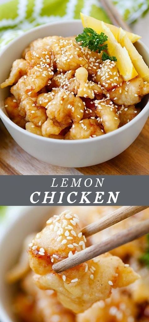 Chinese Lemon Chicken Recipe, Sticky Lemon Chicken, Lemon Sauce For Chicken, Chinese Lemon Chicken, Chicken Sauce Recipes, Honey Lemon Chicken, Chicken Crispy, Better Than Takeout, Lemon Chicken Recipe