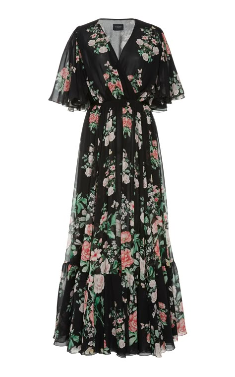 Black Floral Maxi Dress, Mode Turban, Georgette Dress, Stylish Dress Book, Frock Design, Giambattista Valli, Maxi Skirts, Shirtdress, Floral Maxi Dress