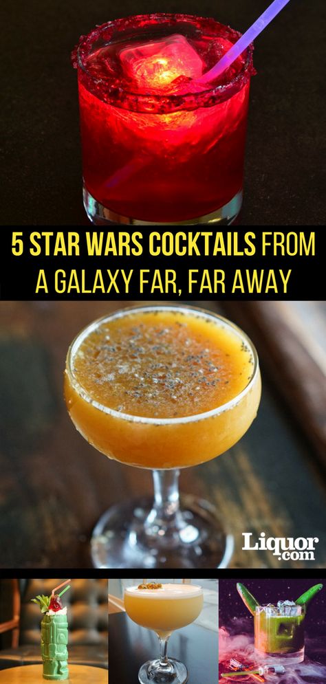 It's been over 40 years since the world first laid eyes on a galaxy far, far away, but our fascination has hardly waned and to commemorate May the Fourth, here are 5 amazing drinks that will keep you from dipping into the Dark Side. Bonus: Lightsabers make excellent bar spoons, you're welcome. Star Wars Drinks Cocktails, Star Wars Cocktails, Star Wars Drinks, Drink Night, Amazing Drinks, Themed Recipes, Drink Names, Star Wars Light, Gin Drinks