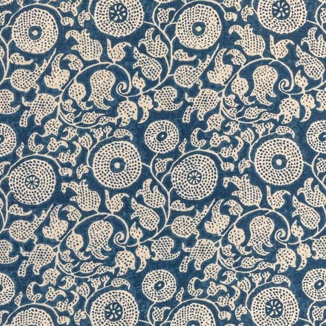 Lee Jofa Fabric, Abc Print, Rhapsody In Blue, Floral Block Print, Indigo Fabric, Lee Jofa, Drapery Hardware, Fabric Houses, Custom Bed