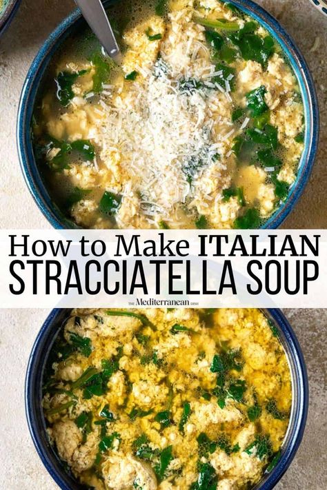 Stracciatella Soup, Mediterranean Soup, Soup Italian, Italian Chicken Soup, Egg Soup, Italian Soup Recipes, Texas Caviar, The Mediterranean Dish, Stew Chicken Recipe