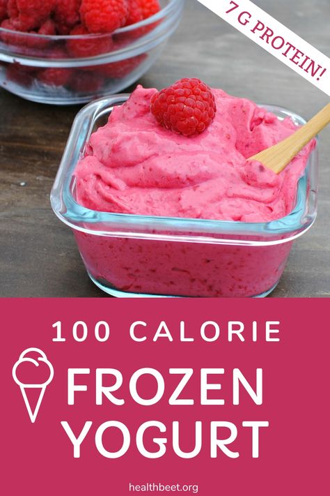 High protein, low fat, low calorie Frozen yogurt treat! With 100 calories and 7 grams of protein, this homemade froyo recipe will be your next healthy treat! Only two ingredients, and 5 minutes! #healthyrecipe #healthytreat #lowfat #lowcalorie Froyo Recipe, Health Beet, Healthy Frozen Yogurt, Homemade Frozen Yogurt, 100 Calorie Snacks, Best Diet Foods, 100 Calorie, Frozen Yogurt Shop, Baking Powder Uses