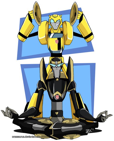 Bumblebee X Prowl, Prowl X Bumblebee, Tfa Fanart, Transformers Animated Bumblebee, Tfa Bumblebee, Funny Transformers, Transformers Animated, Transformers Rescue Bots, Transformers Funny