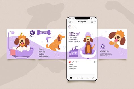 Dog Grooming Social Media Posts, Dog Grooming Website, Photoshop Typography, Carousel Post, Dog Spa, Royal Canin, Web Story, Dog Shop, Design Grafico