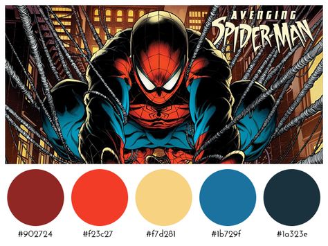 Comic Books Color Palettes on Behance Comic Book Colour Palette, Comic Colour Palette, Marvel Colour Palette, Fun Color Pallete Aesthetic, Comic Book Color Palette, Pop Art Palette, Spiderman Color Palette, Marvel Color Palette, Comic Color Palette