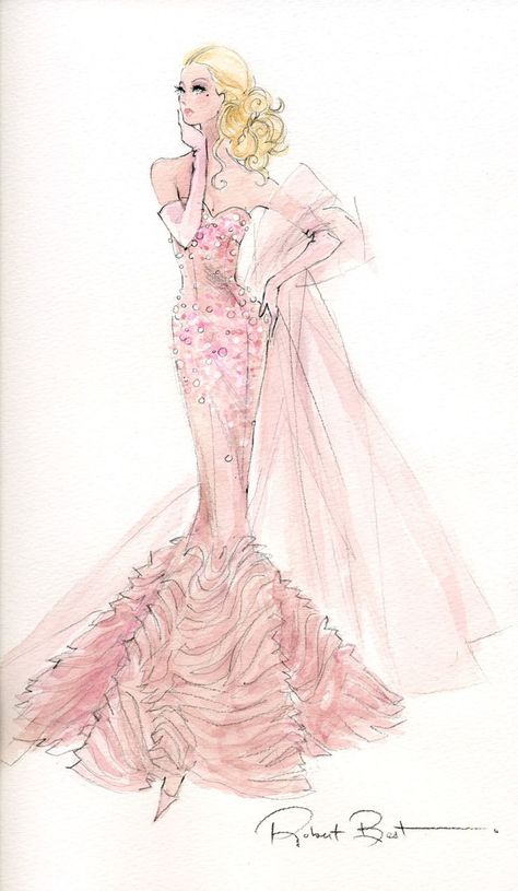 Robert Best - Barbie - BFMC Mermaid gown Barbie Drawings, Robert Best, Vintage Fashion Sketches, Fashion Design Inspiration, Barbie Fashion Sketches, Mode Rose, Patron Vintage, Dress Sketches, Fashion Art Illustration