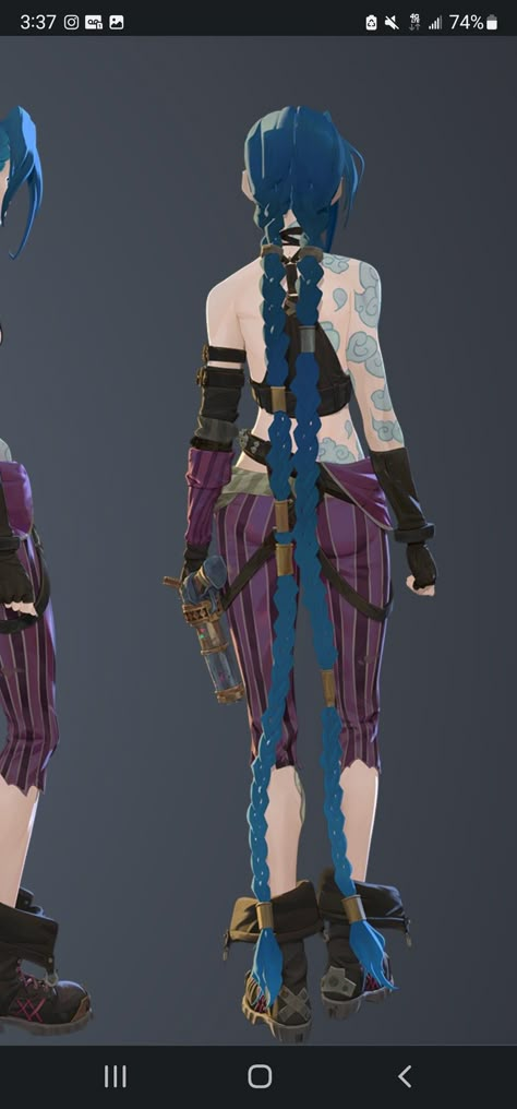 Jinx Braids Arcane, Jinx Arcane Tattoo Reference, Jinx Arcane Full Body Reference, Jinx Reference Arcane, Jinx Shark Bazooka, Jinx Shark Cannon, Jinx Arcane Hair, Jinx Arcane Costume, Jinx Arcane Reference