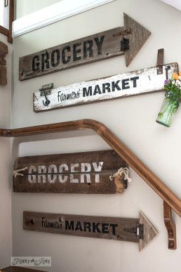 old sign wall gallery / Funky Junk's 2015 Summer Home Junk Tour / FunkyJunkInteriors.net Kitchen Wall Signs, Studio Signage, Registration Marks, Store Shelves Design, Farm Wall Art, Eyewear Display, Diy Shutters, Funky Junk Interiors, Funky Home Decor