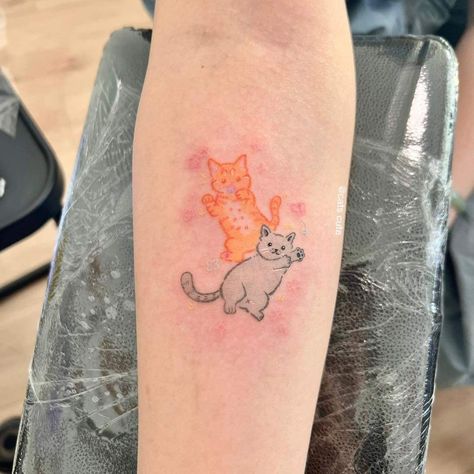 Orange Cat Tattoo Ideas, Orange Cat Tattoo Simple, Orange Cat Tattoo, Cat Tattoo Ideas, Cat Tattoo Simple, Cutie Cat, Cat Tat, Tattoo Simple, Orange Cat