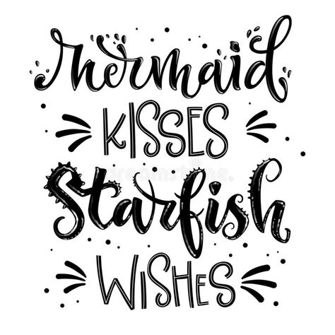 Card Calligraphy, Beach Craft, Mermaid Kisses, Hand Draw, Beach Crafts, Motion Graphics Animation, Lettering Quotes, Animated Cartoons, Starfish