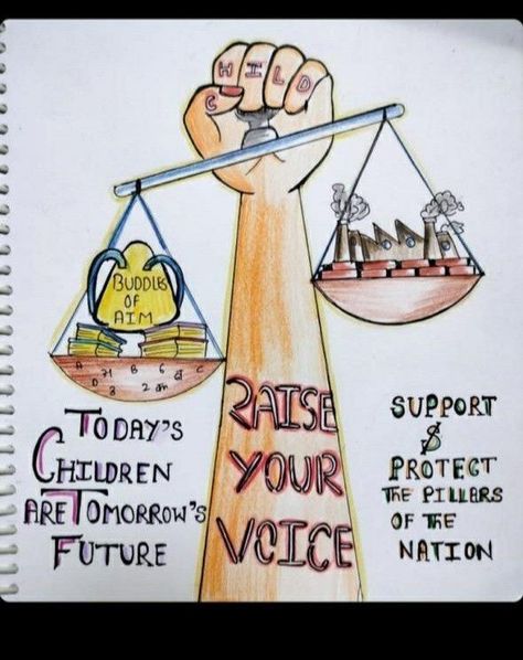 Labor Rights Poster, Education Rights Poster, Labour Day Creative Ideas, Children's Rights Painting, Art Advocacy Posters, Children Rights Drawing, Anti Child Labour Day Poster, Childrens Rights Poster, Poster On Labour Day