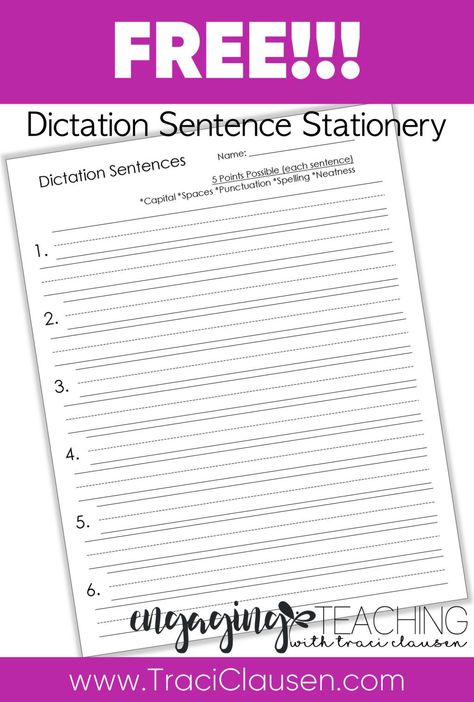 Dictation Sentence Freebie Sentence Dictation, Special Education Reading, College Essay Examples, Third Grade Writing, Phonics Rules, Spelling Test, Writing Anchor Charts, Essay Writing Skills, Kindergarten Centers