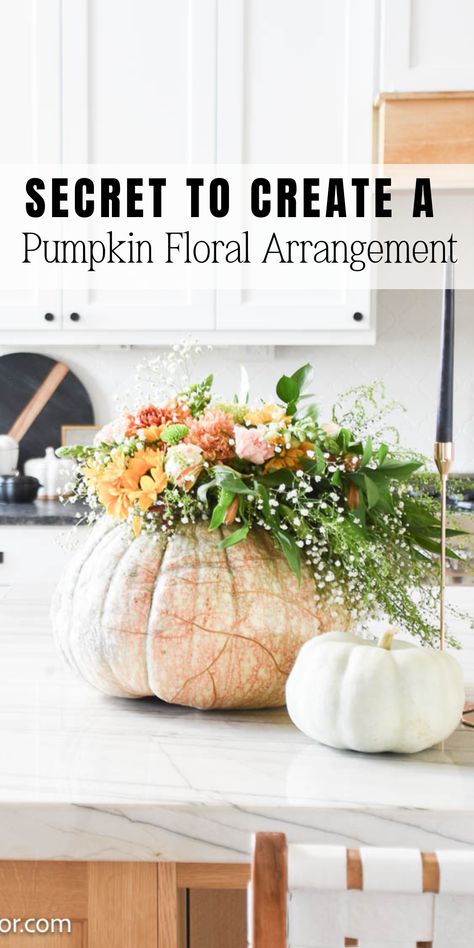 floral pumpkin arrangement Pumpkin Floral Centerpieces, Vase Floral Arrangements, Pumpkin Bouquet, Pumpkin Floral Arrangements, Pumpkin Vase, Elegant Vase, Cinderella Pumpkin, Elegant Vases, Pumpkin Flower