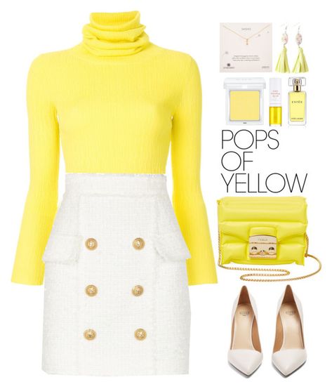 "Pops of Yellow" by gicreazioni ❤ liked on Polyvore featuring Simon Miller, Balmain, Dogeared, Francesco Russo, Furla, EstÃ©e Lauder and RMK Royal Outfits Classy, Ssense Fashion, Elegant Outfit Classy, Classy Outfits For Women, Outfits Classy, Gossip Girl Fashion, Hacks Clothes, Royal Outfits, Fashion Hacks