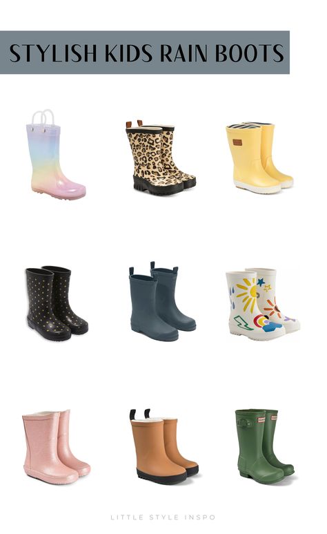 Looking for some adorable rain boots for kids? We've gathered a collection of stylish kids rain boots that are perfect to dress up any kids rainy day outfit. We found some cute leopard rain boots, rainbow rain boots, star rain boots, hunter rain boots, and more! Keep on reading to see all the baby rain boots, toddler rain boots, and kids rain boots that we found. Toddler Girls Rain Boots, Kids Hunter Boots Outfit, Toddler Rain Boots Outfit, Toddler Hunter Boots, Rain Boots For Kids, Baby Rain Boots, Boots Rainbow, Joules Rain Boots, Mom Outfits Winter