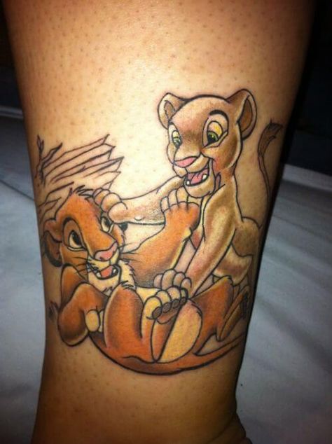 10+ Best Simba and Nala Tattoo Designs | PetPress Simba And Nala Tattoo, Nala Tattoo, Simba Tattoo, Zebra Tattoos, Lion King Tattoo, King Tattoo, Disney Sleeve, Tattoos With Kids Names, Movie Tattoos