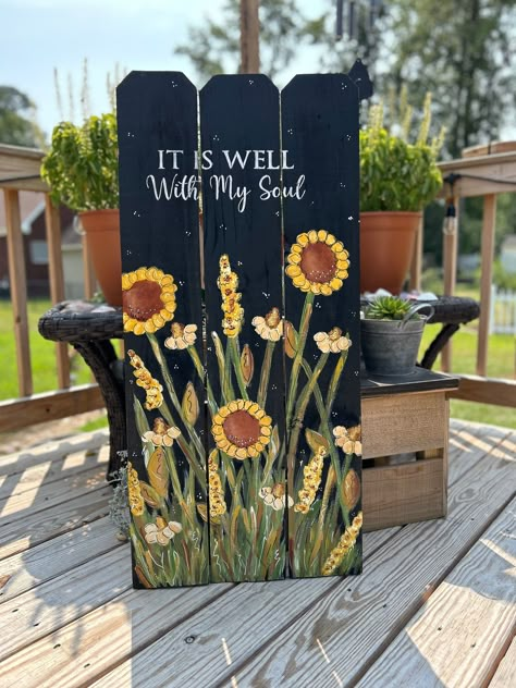 Sunflower Wooden Signs, Front Porch Signs Wooden Diy Spring, Diy Porch Signs Ideas, Painting Boards Ideas Wood Signs, Painted Boards Ideas, Thanksgiving Porch Signs, Fall Pallet Projects, Fall Porch Leaners, Porch Sign Ideas