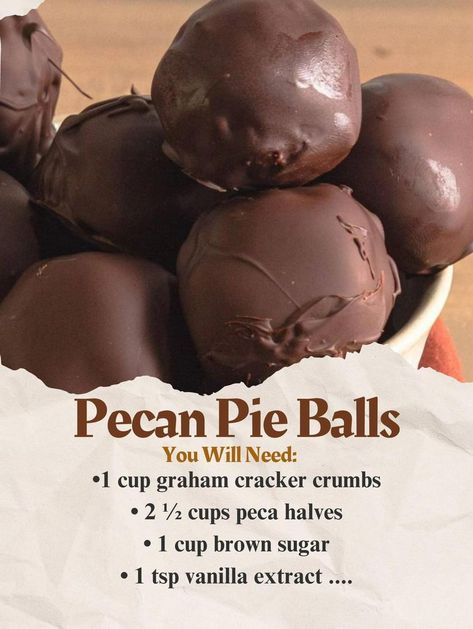 Pecan Pie Balls Pie Balls, Pecan Pie Balls, Pecan Balls, Candy Recipes Homemade, Almond Bark, Pecan Pie Recipe, Pecan Recipes, Chocolate Pecan, Vanilla Wafers