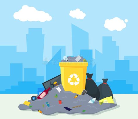 Garbage Dump or Landfill. Vector. Garbage Dump or Landfill on a Urban Landscape #Sponsored , #Ad, #ad, #Dump, #Landscape, #Urban, #Garbage Investigation Illustration, Pollution Pictures, Pollution Environment, Garbage Dump, Office Artwork, Landscape Background, Vector Stock, Urban Landscape, Pollution