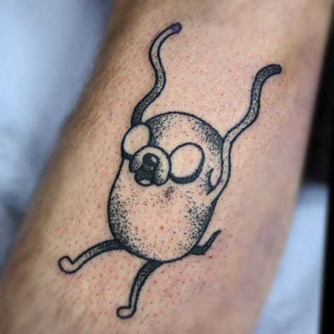 Dog Tattoo House Tattoos, Adventure Time Tattoo, House Tattoo, Jake The Dog, Nerd Tattoo, Saved Tattoo, Geek Tattoo, Strength Tattoo, Writing Tattoos