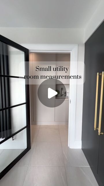 Lauren Barker on Instagram: "Utility measurements ⬇️ . . . We maximised storage in this small space by adding floor to ceiling cupboards and stacking the washer and dryer! The tall cupboards are great for housing larger items like the ironing board, mops and hoovers. The inbuilt shelves provide a space for cleaning and laundry products. We managed to get worktop space and a sink in too. Handleless cupboards for a sleek modern look! See reel for measurements! . . . . . . . . #utility #smallutility #reno #renovation #diy #storagesolutions #cabinets #homedesign #renovating #washing #homeinspo #newhome" Narrow Utility Room Ideas, Inbuilt Shelves, Floor To Ceiling Cupboards, Laundry Cupboard, Utility Space, Small Utility Room, Cornforth White, Utility Closet, Utility Cupboard