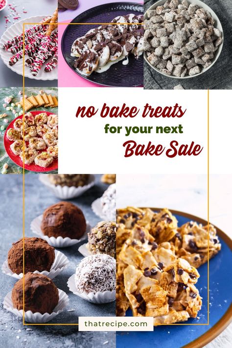 No Bake Items for your next bake sale. If you have a bake sale coming up and don't want to (or can't) bake here's a collection of no bake bake sale items that will sell like crazy. Best Bake Sale Items, Best Bake Sale Sellers, Bake Sale Ideas Fundraiser, Recipes To Sell, Fundraiser Bake Sale, Bake Sale Items, Bake Sale Desserts, Baked Goods To Sell, Candy Brownies