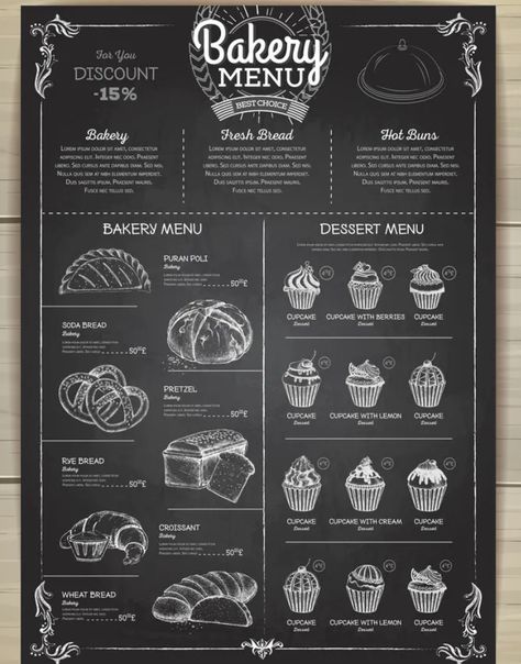 Pastry Shop Menu Ideas, Bakery Menu Board, Project File Cover Ideas School Creative, School Farewell Ideas, Black Bakery, School Farewell, Bakers Menu, Farewell Ideas, Cafe Menu Boards