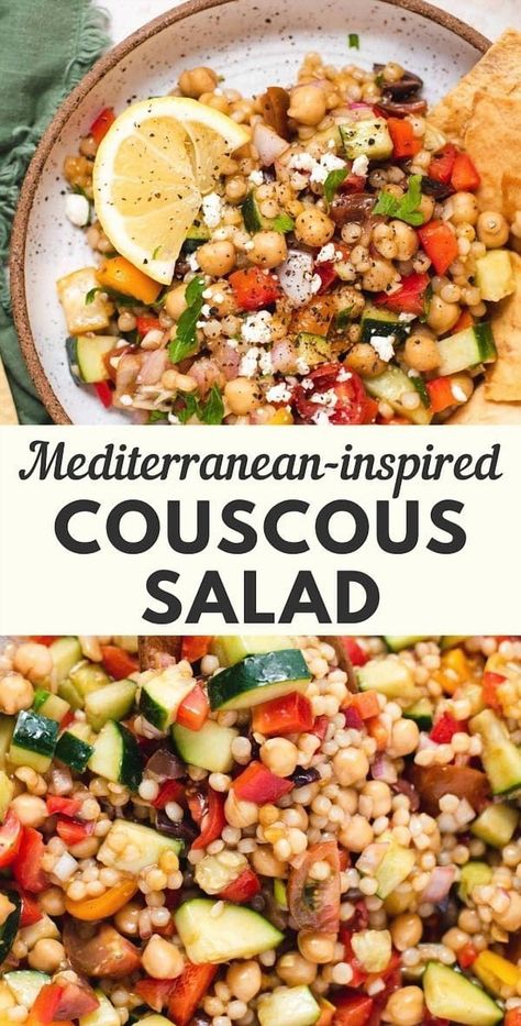 Savor the vibrant flavors of the Mediterranean with this refreshing couscous salad. Perfect for a light lunch or a side dish, this recipe combines fluffy couscous with juicy tomatoes, crisp cucumbers, and tangy feta cheese. A hint of lemon and fresh herbs ties it all together, making each bite a delightful taste of sunshine. Easy to prepare and bursting with wholesome ingredients, this salad is sure to become a favorite in your kitchen. Ideal for meal prep or a quick, healthy meal on busy days. Mediterranean Couscous Salad, Salad Board, Greek Quinoa, Mediterranean Couscous, Greek Quinoa Salad, Mediterranean Quinoa, Salad Inspiration, Mediterranean Quinoa Salad, Quinoa Salad Recipes