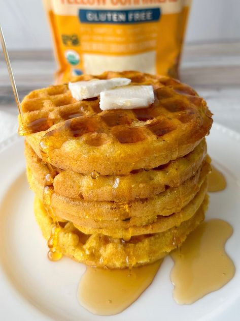 3 Ingredient Cornbread, Corn Waffle Recipe, Cornbread Waffles Recipe, Cornmeal Waffles, Cornbread Waffles, Vegan Gluten Free Breakfast, Vegan Cornbread, Vegan Biscuits, Vegan Waffles