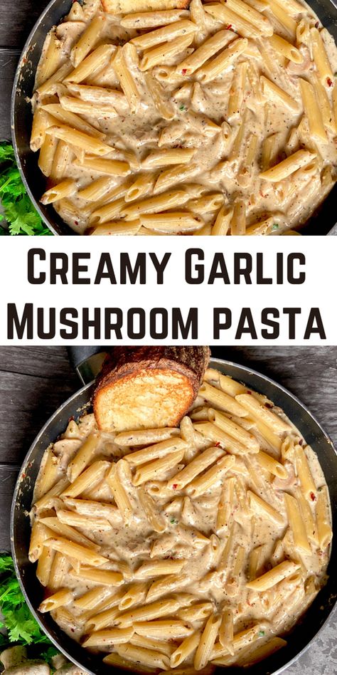 Creamy mushroom pasta Creamy White Pasta Sauce, Pasta White Sauce, Creamy Mushroom Pasta Sauce, Garlic Mushroom Pasta, Garlic Pasta Recipe, Creamy Garlic Pasta, Shell Pasta Recipes, Creamy Garlic Mushrooms, Mushroom Recipes Pasta