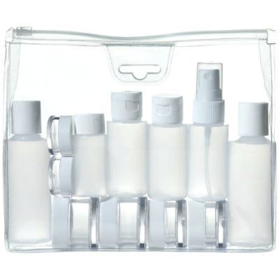 One of the hardest parts of traveling is downsizing your favorite beauty products. Find out how to choose travel size toiletries without sacrificing your beauty routine. Tips and tricks from the travelers at Travel Fashion Girl. Travel Smart, Travel Bottle Set, Travel Size Toiletries, Travel Supplies, Travel Gadgets, Travel Size Bottles, Traveling Tips, Travel Bottles, Travel Products